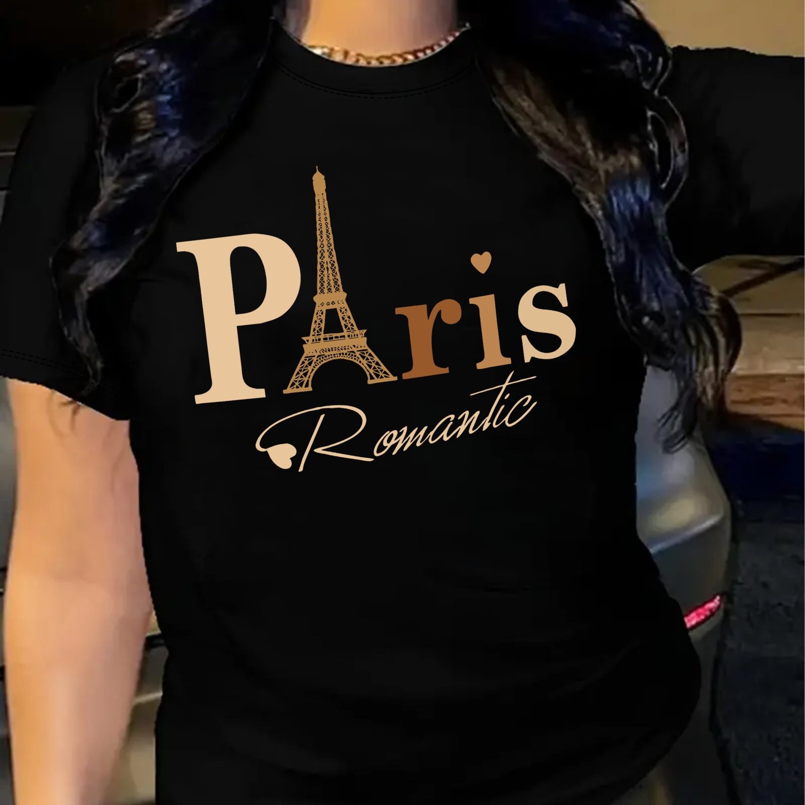 Paris Letter Print T-shirt, Short Sleeve Crew Neck Casual Top For Summer & Spring, Women??s Clothing - Image 2