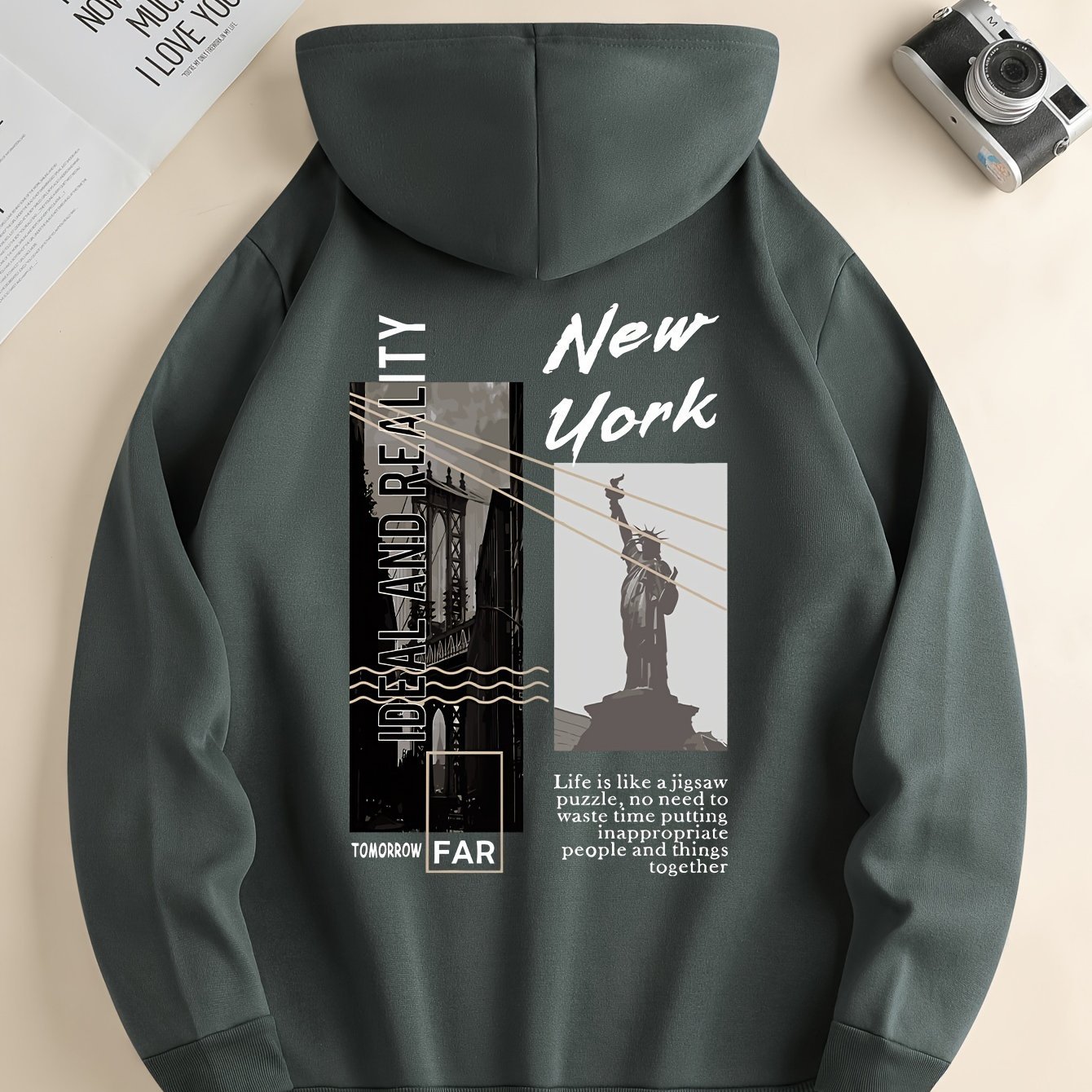NEW YORK Print Hoodie, Cool Hoodies For Men, Men??s Casual Pullover Hooded Sweatshirt With Kangaroo Pocket Streetwear For Winter Fall, As Gifts - Image 9