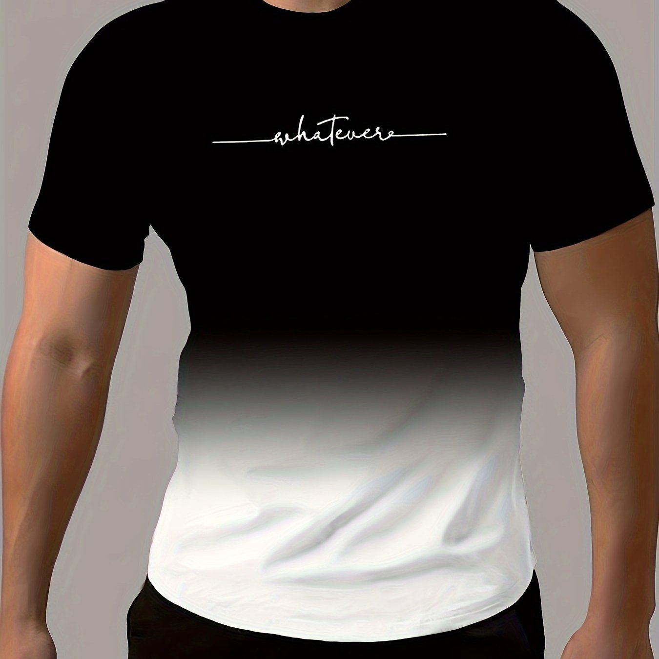 Men??s Fashion Gradient Color Sports T-shirt, Casual Stretch Round Neck Tee Shirt For Summer - Image 8
