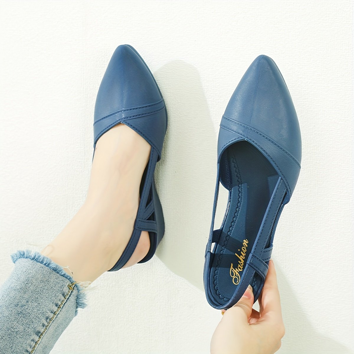 Women??s Solid Color Wedge Heeled Shoes, Fashion Point Toe Platform Shoes, Comfortable Ankle Strap Shoes - Image 4