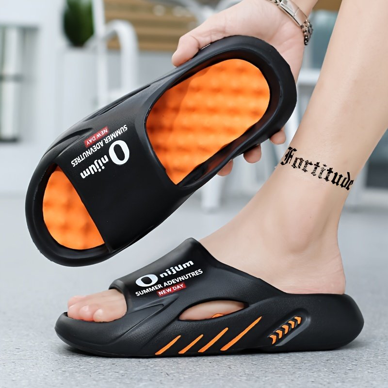 Unisex Trendy Colour Block Open Toe Breathable Slippers With Massage Grains, Comfy Non Slip Durable EVA Sole Slides For Men??s & Women??s Indoor Activities - Image 8