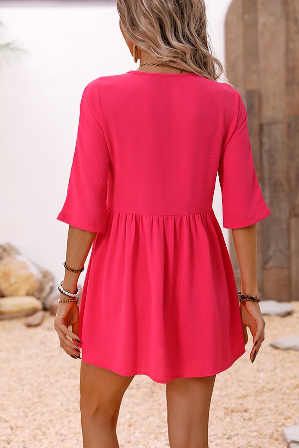 Fashion Solid Color V Neck Casual Dress - Image 5