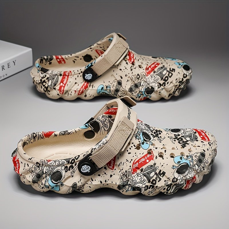 Unisex Graffiti Print Clogs, Fashion Breathable EVA Summer Beach Slide Shoes, Casual Outdoor Garden Sandals - Image 6