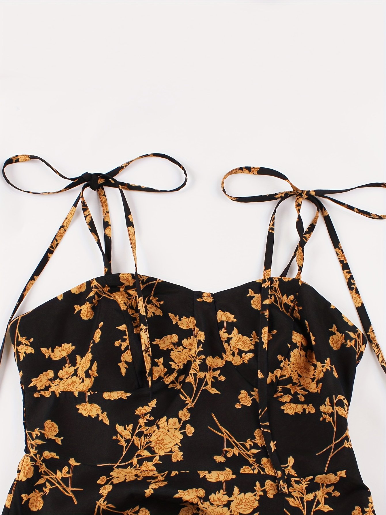 Floral Print Tie Shoulder Cami Dress, Elegant Sweetheart Neck Sleeveless Dress, Women??s Clothing - Image 4