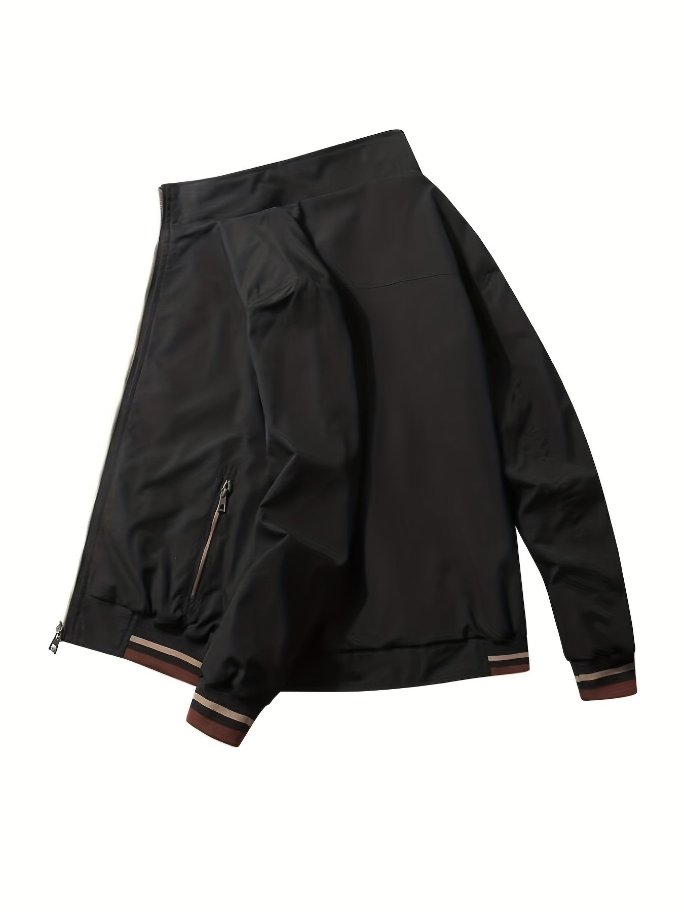 Men??s Sports Jacket Coat Lapel Zipper Pockets Windproof Ribbed Cuff Coat For Daily Wear - Image 5