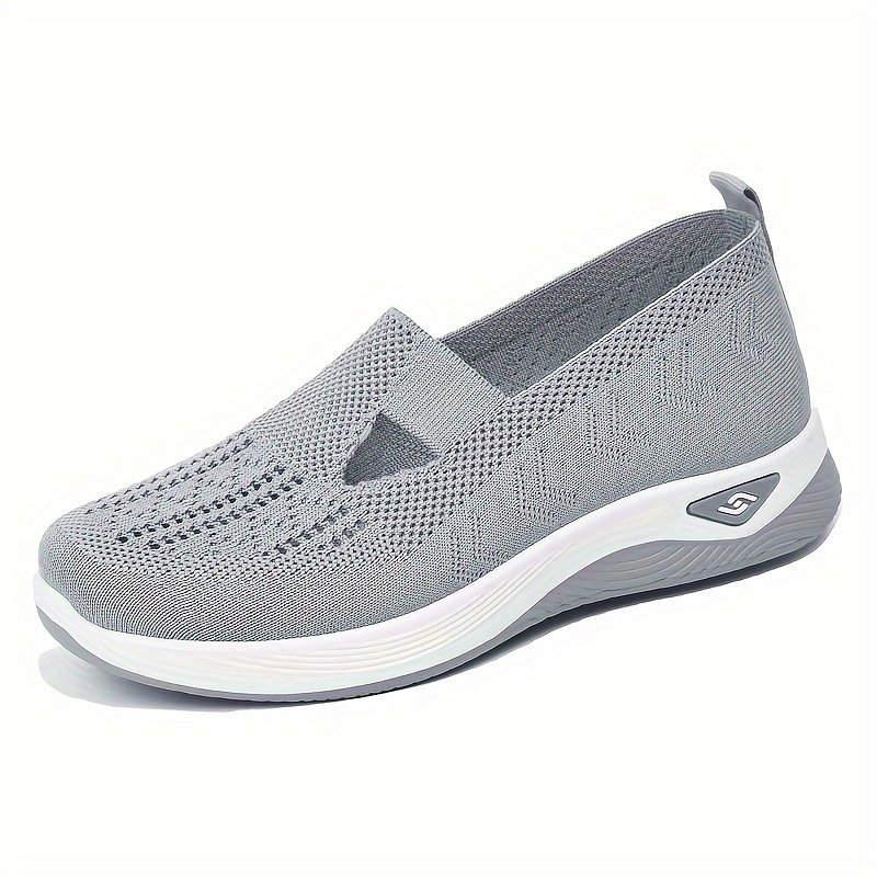 Women??s Solid Color Knitted Sneakers, Soft Sole Platform Casual Walking Shoes, Low-top Breathable Daily Shoes - Image 15