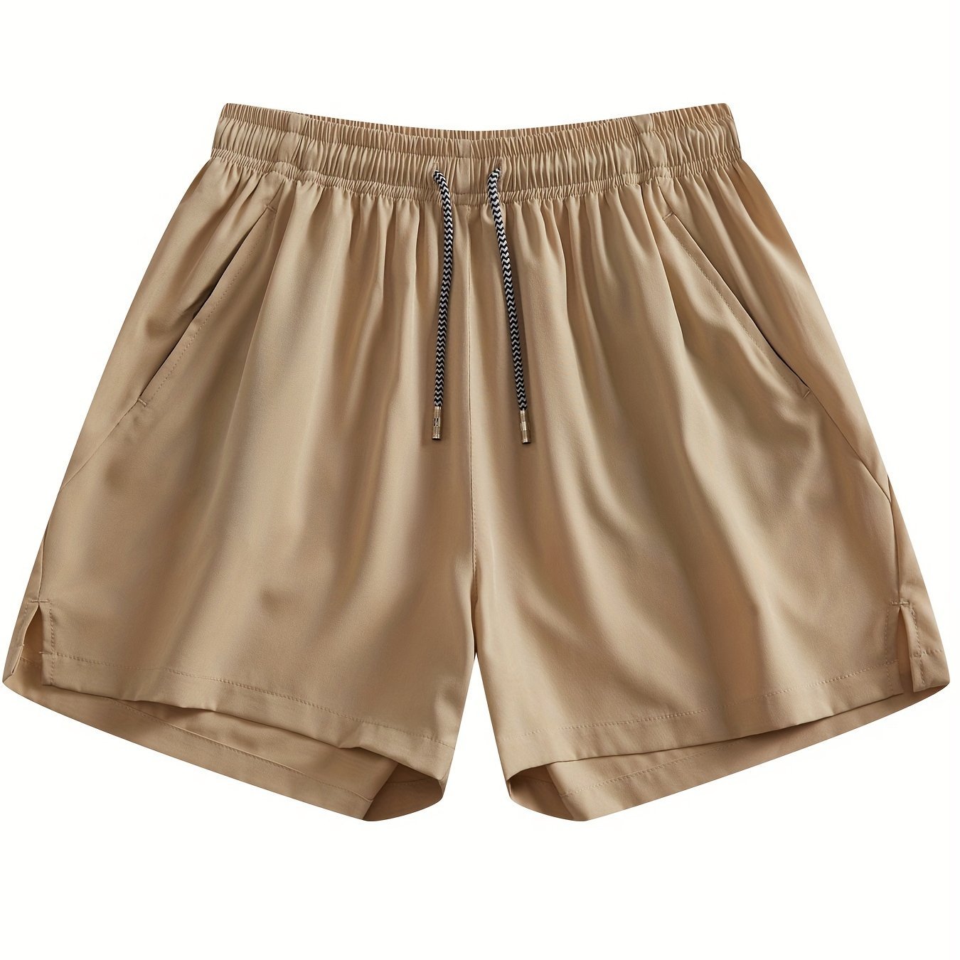 Men??s Solid Color Leisure Shorts With Zippered Pockets, Summer Fashion Drawstring Sports Shorts For Fitness And Outdoors Wear - Image 2