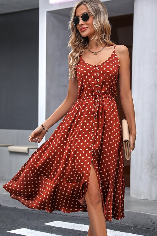 Fashion Dots Print Sleeveless Tie Waist Dress - Image 4