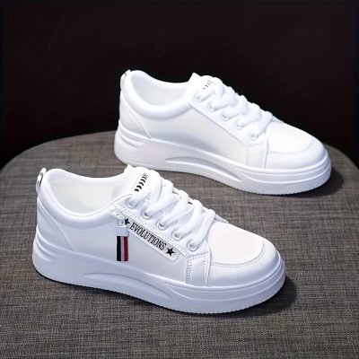 Women??s Platform Sneakers, Casual Lace Up Outdoor Shoes, Comfortable Side Zipper Design Low Top Shoes