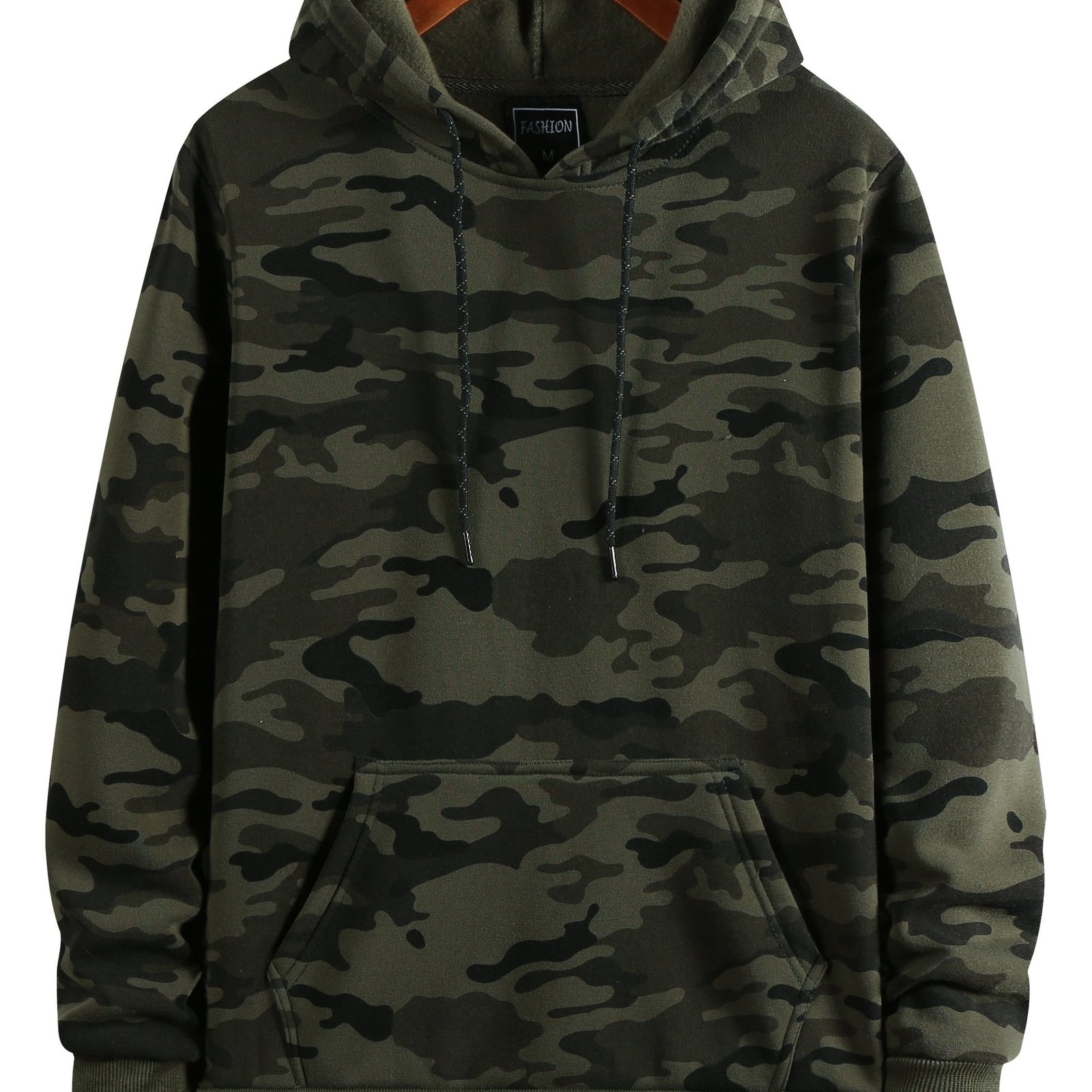 Men??s Camo Loose Pullover Hooded Fleece Sweatshirt For Autumn And Winter - Image 5