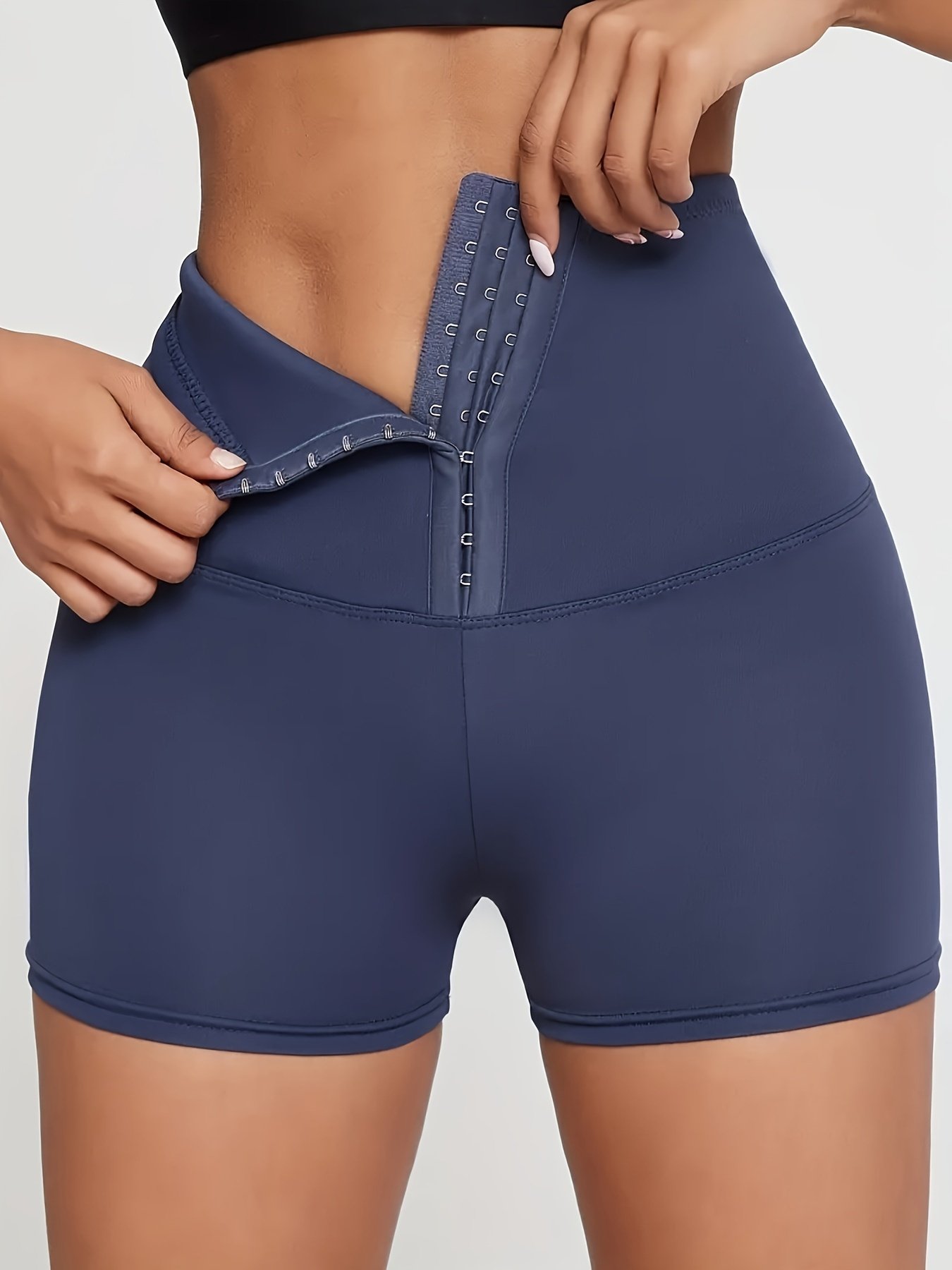 High Waist Versatile Sports Shorts, Slim Fit Adjustable Buckle Fitness Shorts, Women??s Activewear