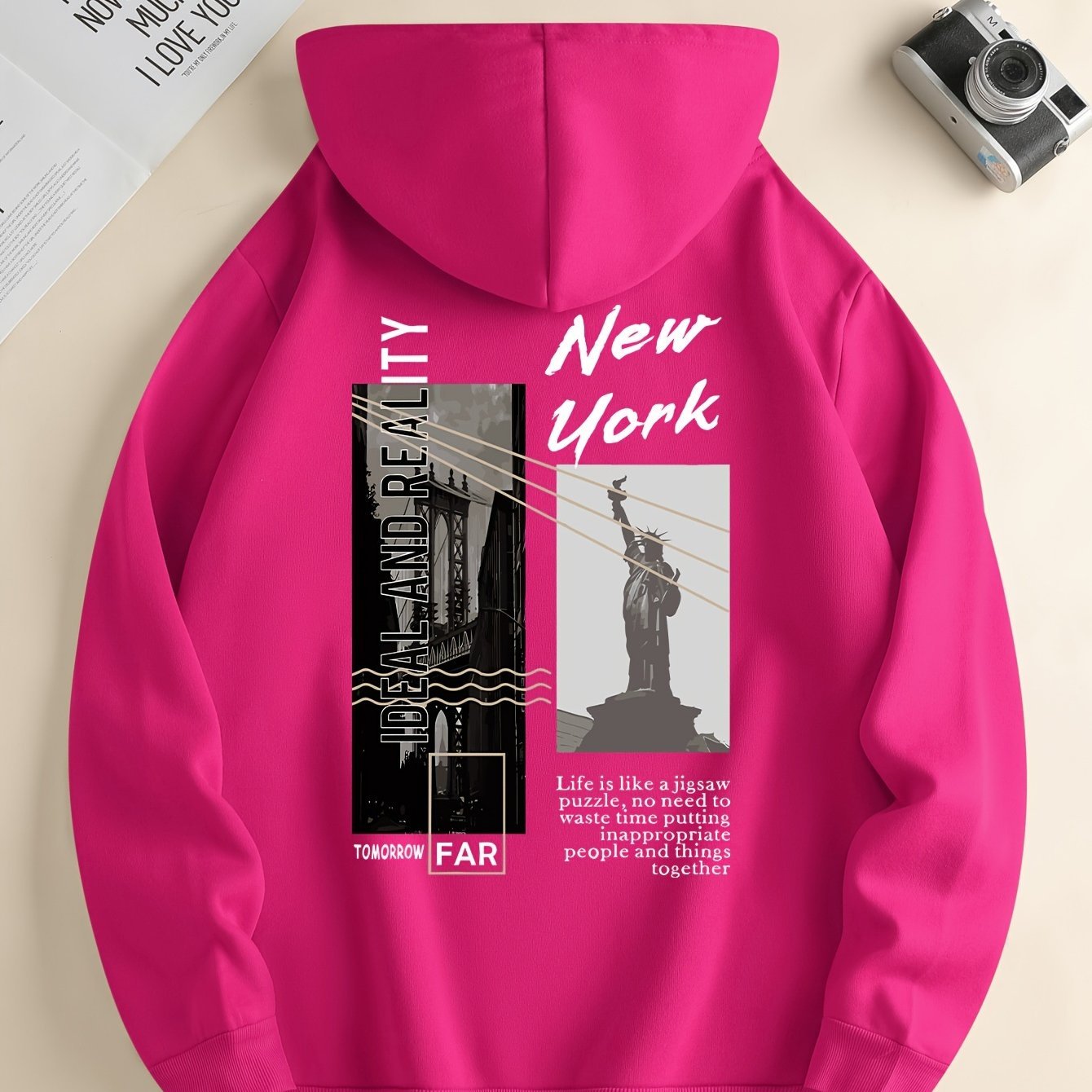 NEW YORK Print Hoodie, Cool Hoodies For Men, Men??s Casual Pullover Hooded Sweatshirt With Kangaroo Pocket Streetwear For Winter Fall, As Gifts - Image 7