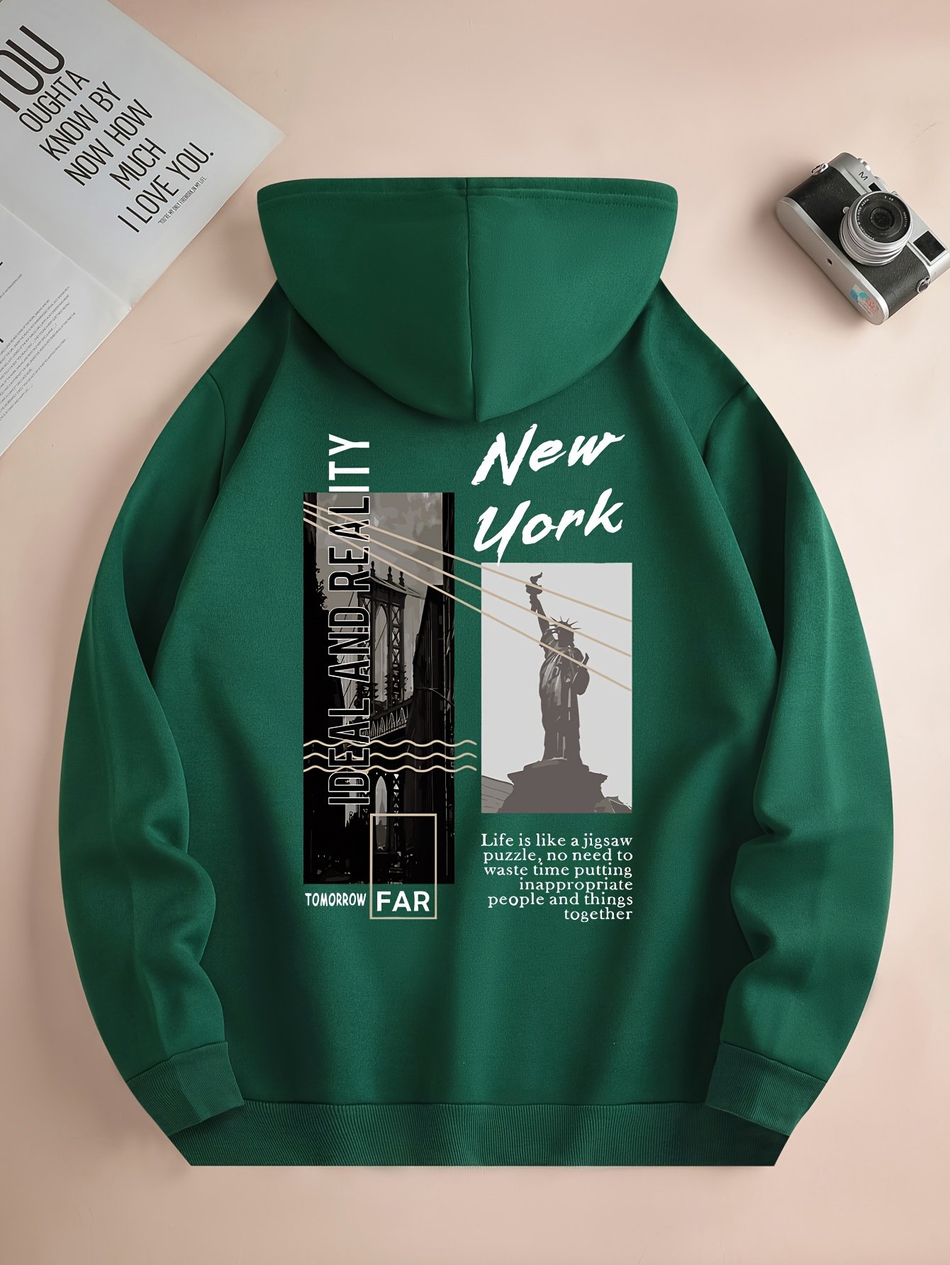 NEW YORK Print Hoodie, Cool Hoodies For Men, Men??s Casual Pullover Hooded Sweatshirt With Kangaroo Pocket Streetwear For Winter Fall, As Gifts