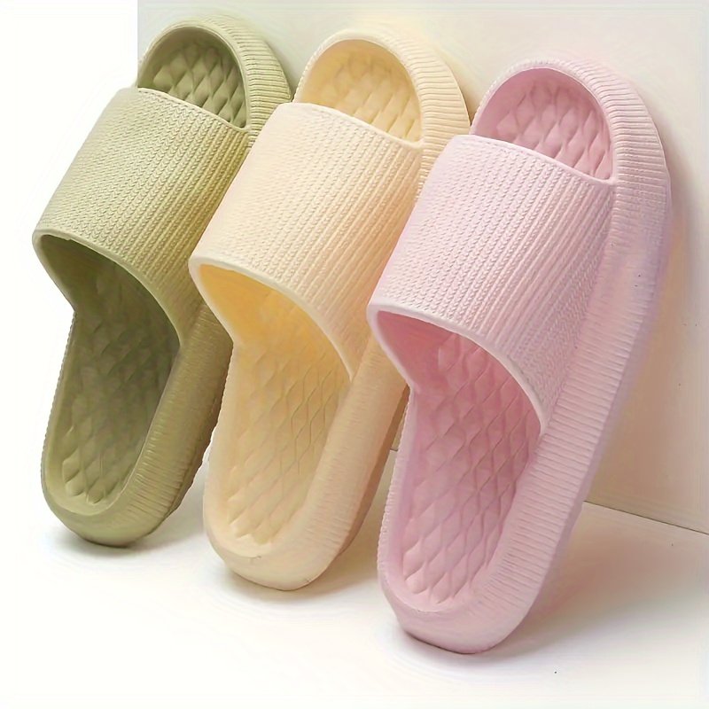 Simple Solid Color Slides, Casual Open Toe Soft Sole Shoes, Comfortable Indoor Home Bathroom Slides - Image 12