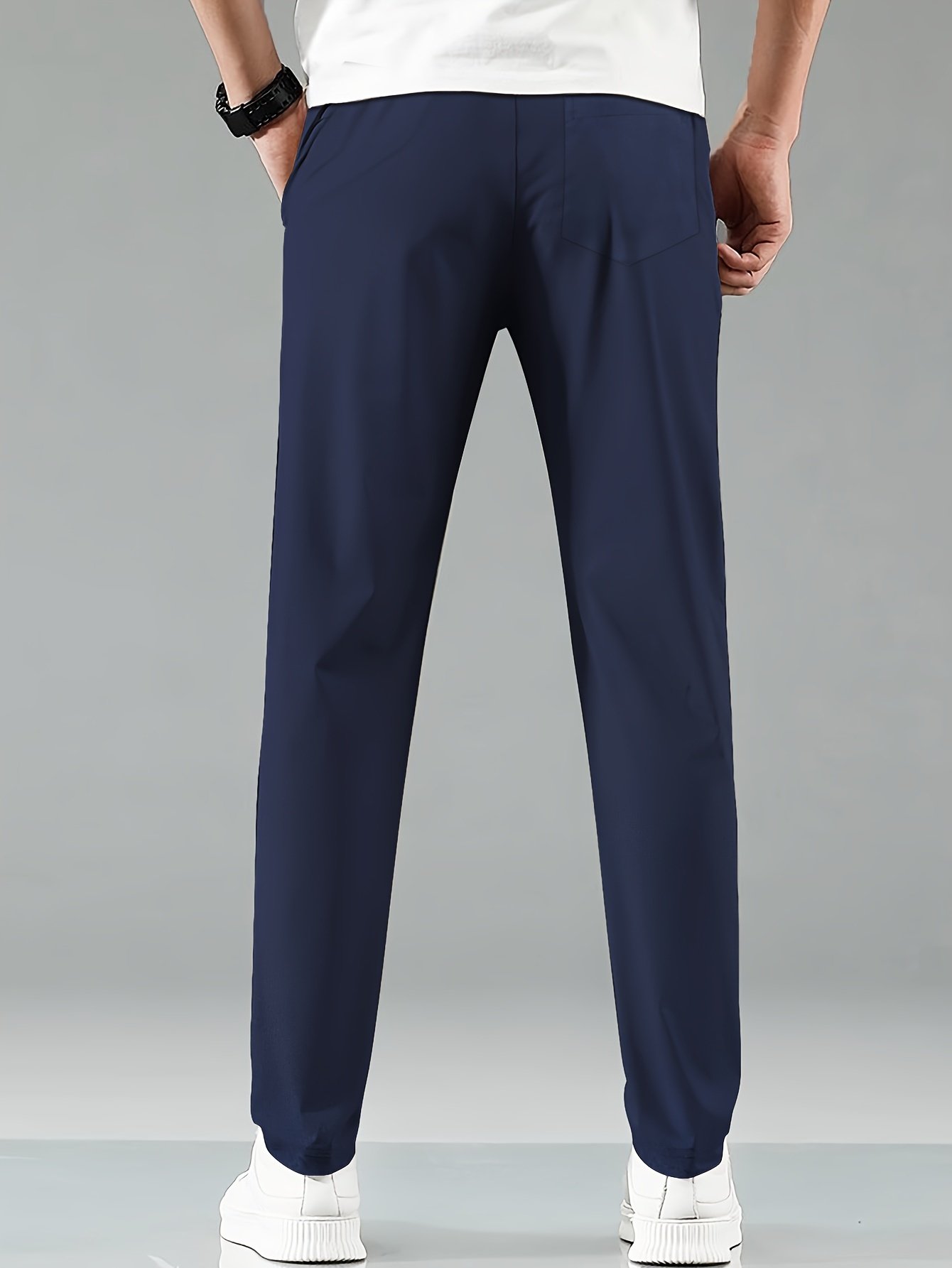 Men??s Stylish Solid Pants With Pockets, Casual Breathable Drawstring Men??s Trousers For Outdoor Activities - Image 7