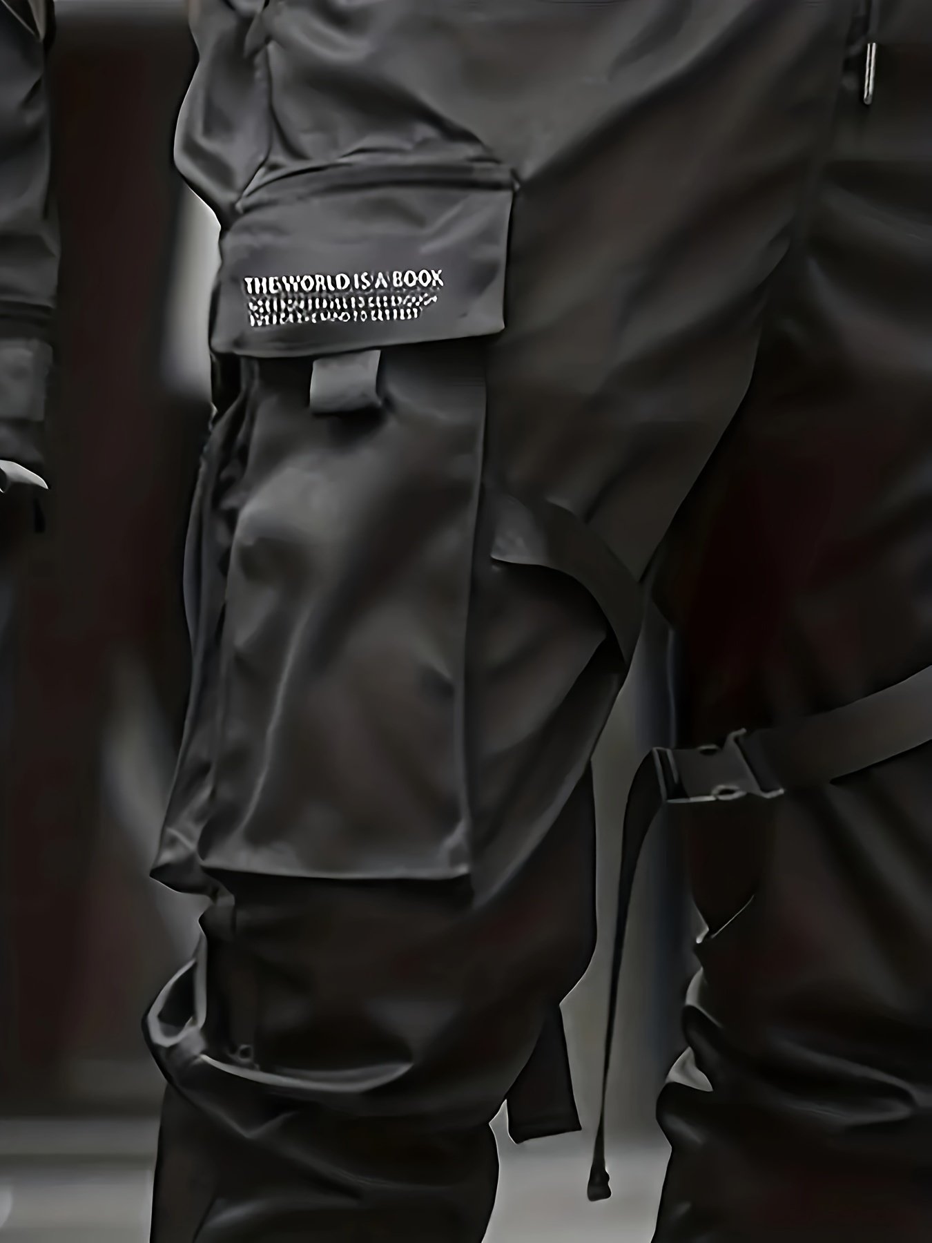 Trendy Solid Cargo Pants, Men??s Multi Flap Pocket Trousers, Loose Casual Outdoor Pants, Men??s Work Pants Outdoors techwear Hip Hop Style - Image 10