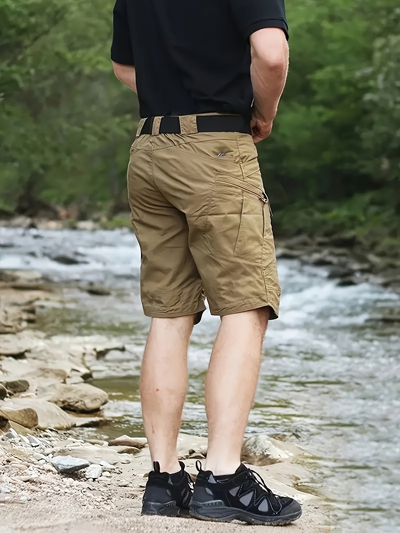 Men??s Urban Shorts Outdoor Waterproof Wear Resistant Cargo Shorts Quick Dry Multi Pocket Hiking Pants Without Belt - Image 8