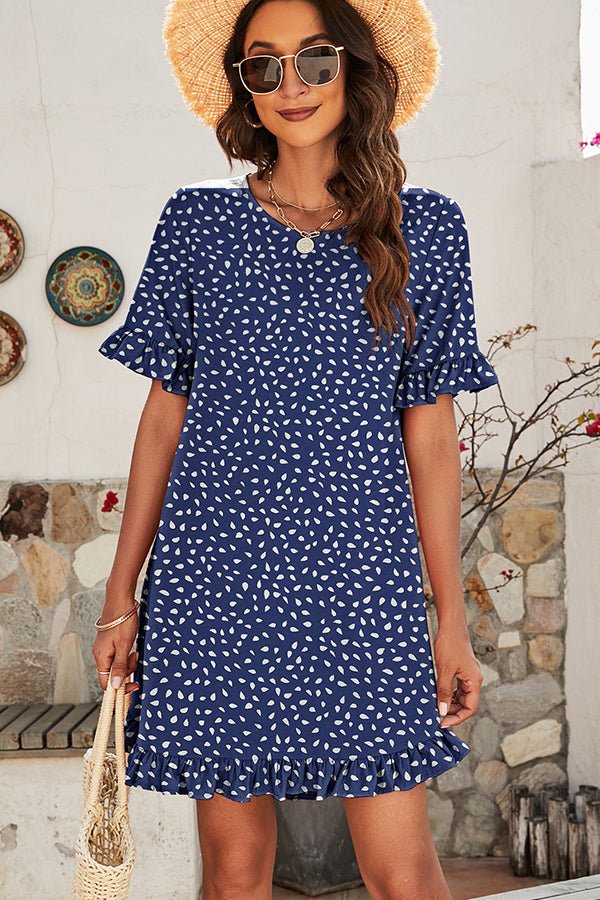 Dot Print Ruffle Sleeve Casual Dress - Image 2