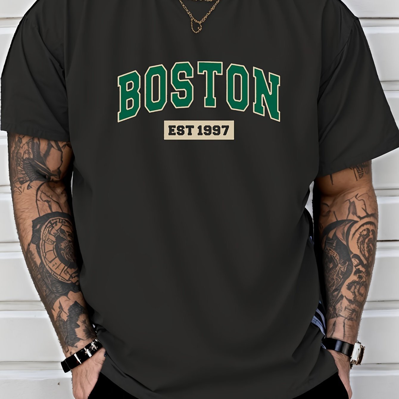 Letter Print Men??s Creative Top, Casual Short Sleeve Crew Neck T-shirt, Men??s Clothing For Summer Outdoor - Image 7