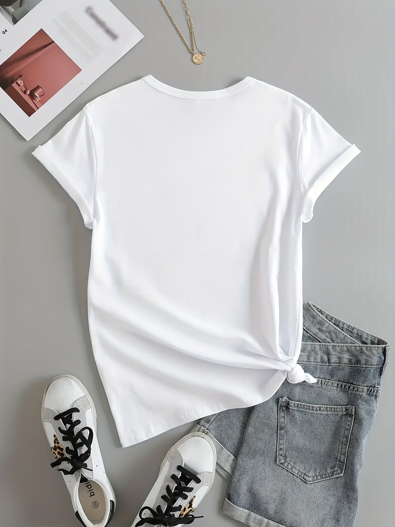 New York Letter Print T-shirt, Short Sleeve Crew Neck Casual Top For Summer & Spring, Women??s Clothing - Image 5