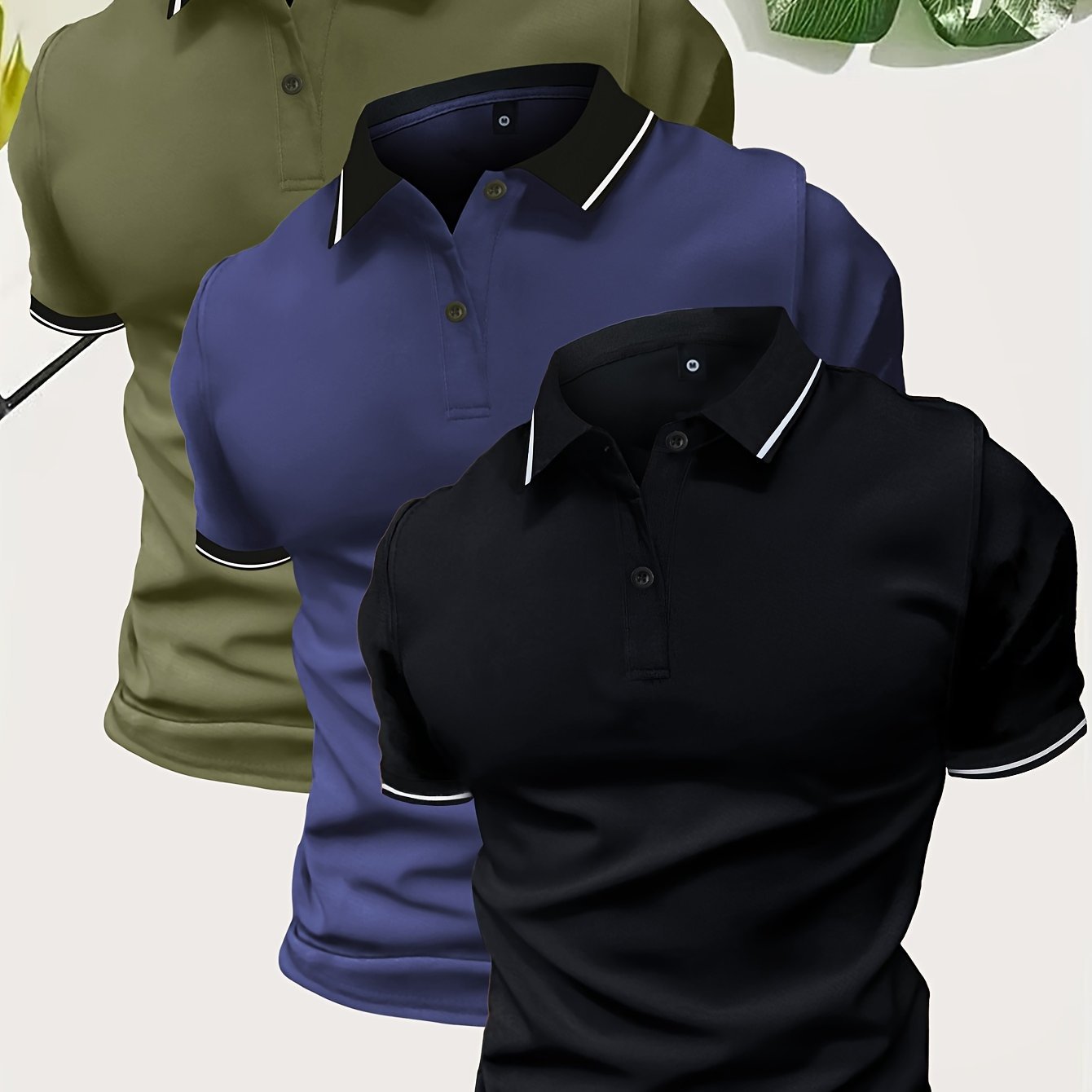 3Pcs Breathable Regular Fit Golf Shirt, Men??s Casual V-Neck T-Shirt Short Sleeve For Summer, Men??s Clothing - Image 4