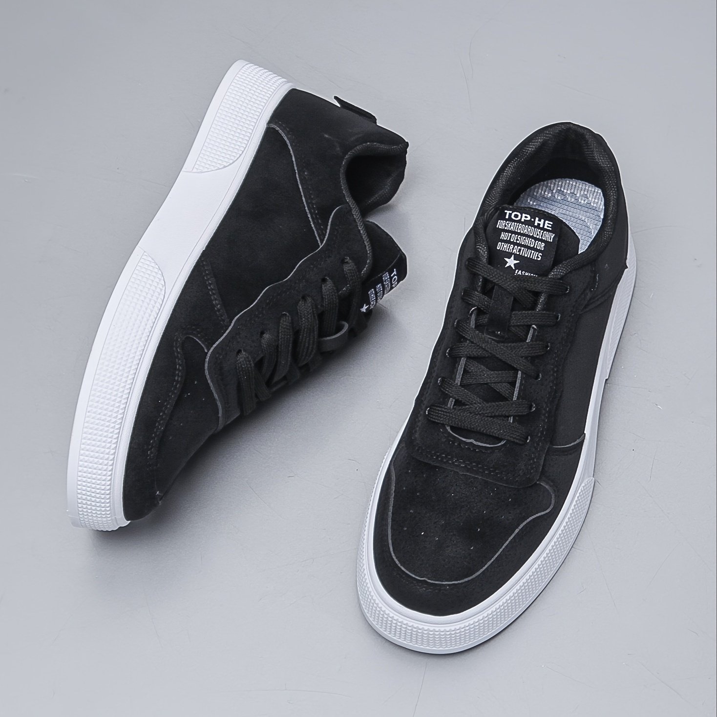 Men??s Trendy Solid Colour Low Top Skateboard Shoes, Comfy Non Slip Casual Lace Up Sneakers For Men??s Outdoor Activities - Image 9