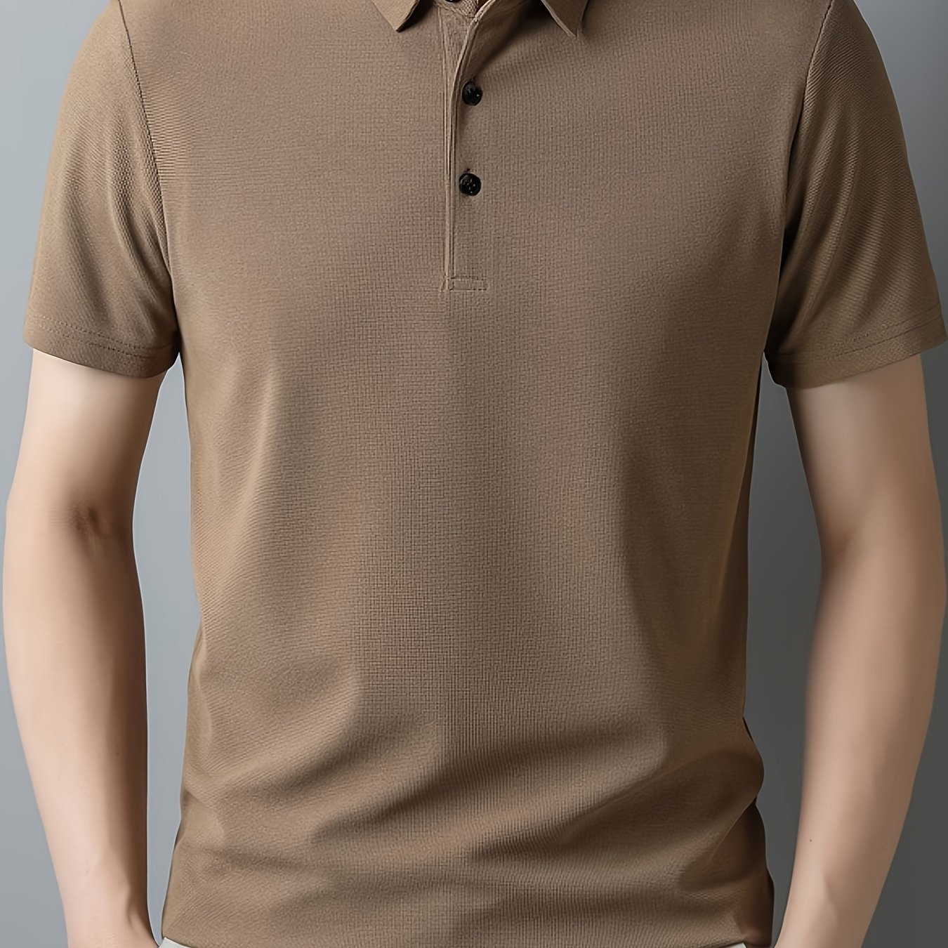 Men??s Solid Short Sleeve And Lapel Collar Henley Shirt, Casual And Comfy Sports Tops For Summer Golf Wear And Outdoors Activities - Image 8
