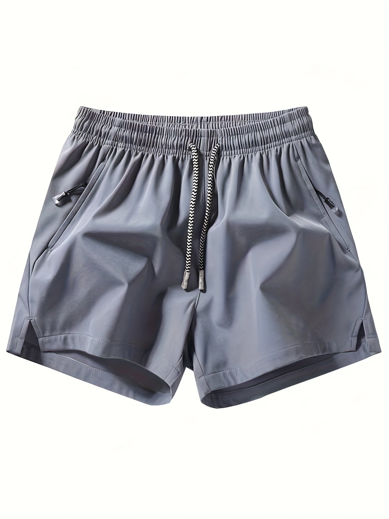 Men??s Three-piece Set Of Solid Color Shorts With Drawstring And Pockets, Casual And Comfy Shorts For Summer Fitness And Outdoors Activities - Image 11