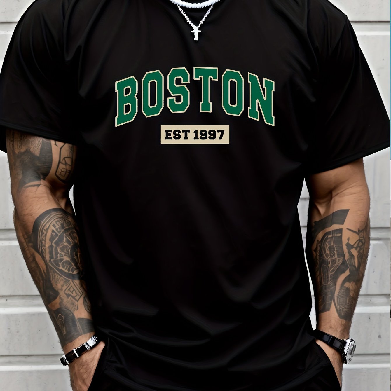 Letter Print Men??s Creative Top, Casual Short Sleeve Crew Neck T-shirt, Men??s Clothing For Summer Outdoor - Image 4