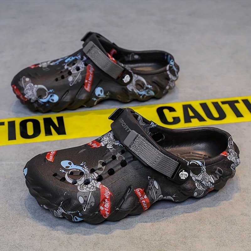 Unisex Graffiti Print Clogs, Fashion Breathable EVA Summer Beach Slide Shoes, Casual Outdoor Garden Sandals - Image 9