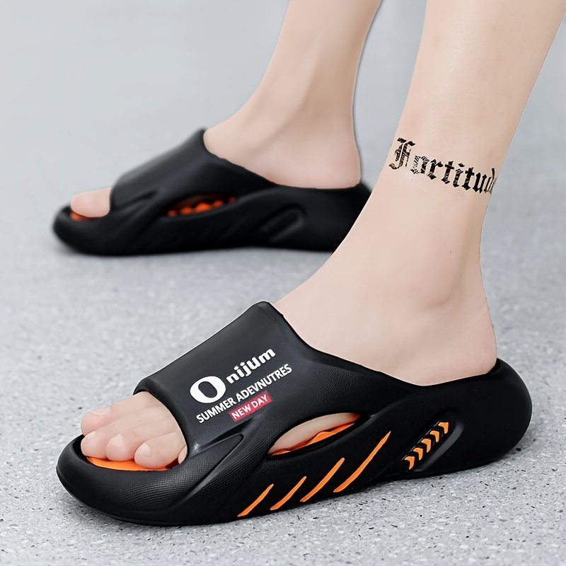 Unisex Trendy Colour Block Open Toe Breathable Slippers With Massage Grains, Comfy Non Slip Durable EVA Sole Slides For Men??s & Women??s Indoor Activities - Image 7