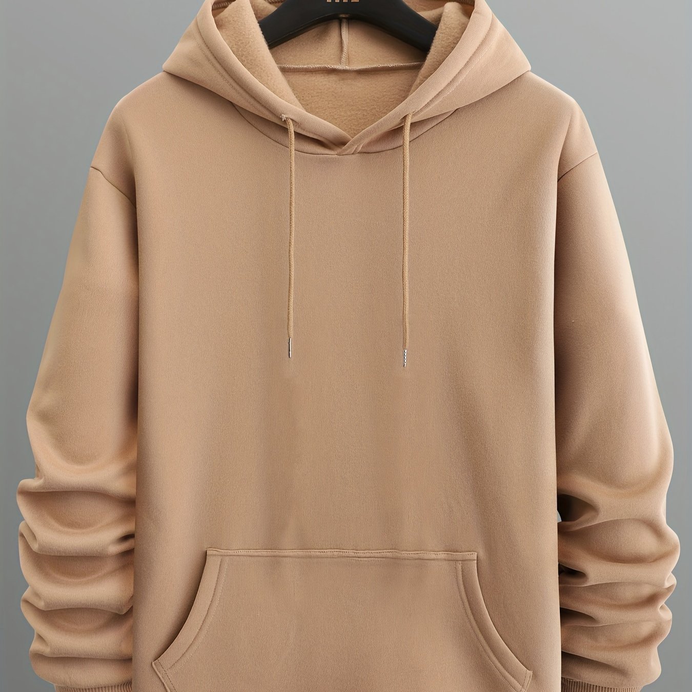 Men??s Long Sleeve Solid Hoodies Street Casual Sports And Fashionable With Kangaroo Pocket Sweatshirt, Suitable For Outdoor Sports, For Autumn And Winter, Fashionable And Versatile - Image 4