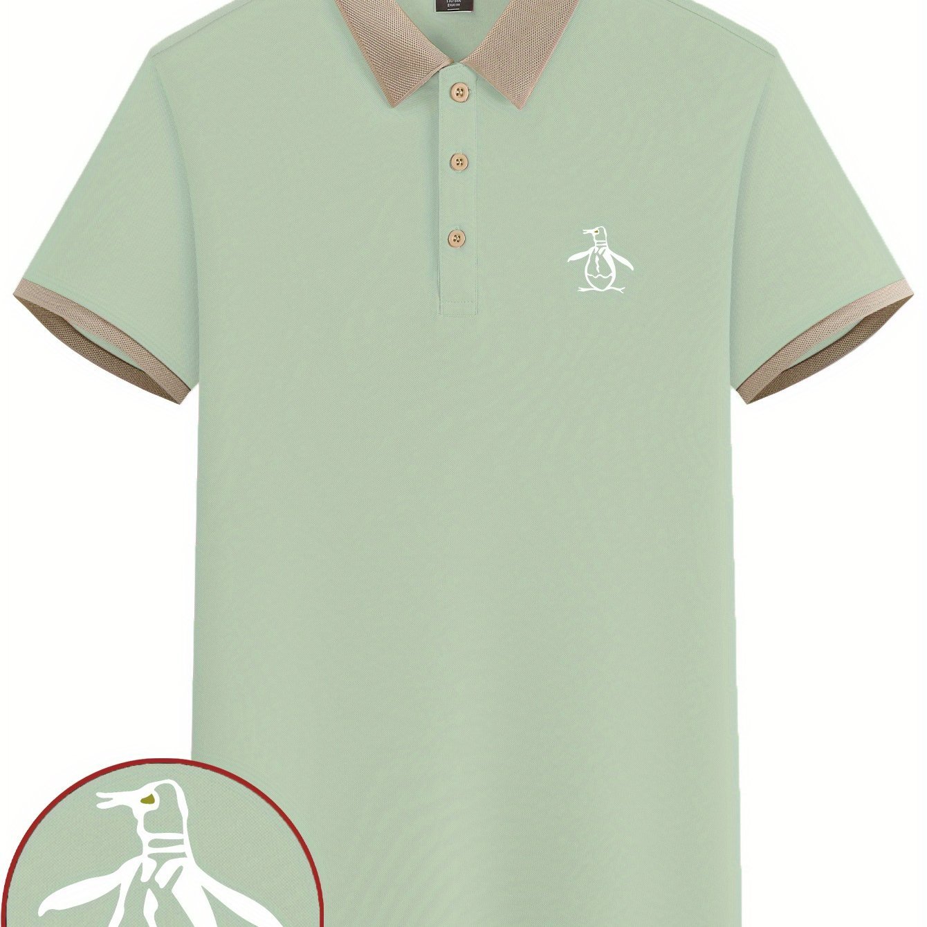 Penguin Sketch Print Men??s Short Sleeve Lapel Golf T-shirt, Summer Trendy Tennis Tees, Casual Comfy Breathable Top For Outdoor Sports - Image 5