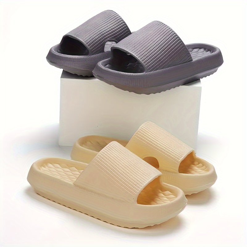 Simple Solid Color Slides, Casual Open Toe Soft Sole Shoes, Comfortable Indoor Home Bathroom Slides - Image 14