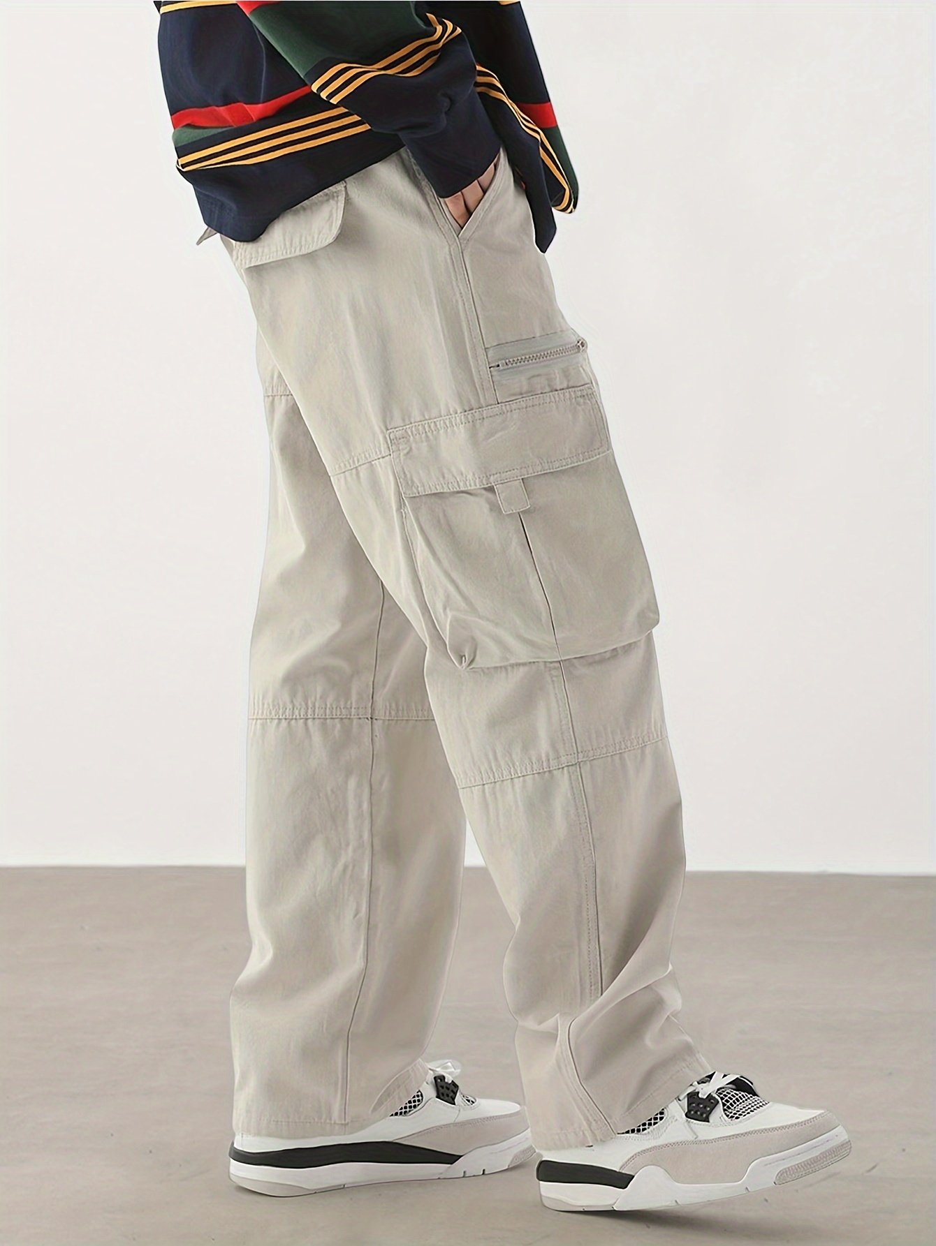 Men??s Casual Drawstring Pants With Stylish Flap Pockets And Multi-Pocket Design, Comfortable And Fashionable ?C Perfect For Outdoor Activities, Relaxed Fit Style - Image 9