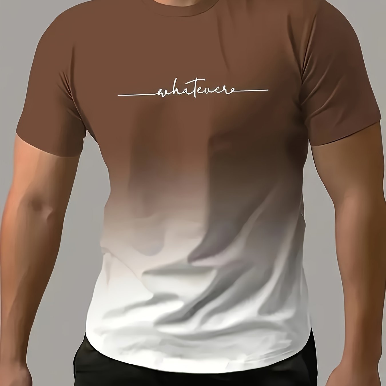 Men??s Fashion Gradient Color Sports T-shirt, Casual Stretch Round Neck Tee Shirt For Summer - Image 6