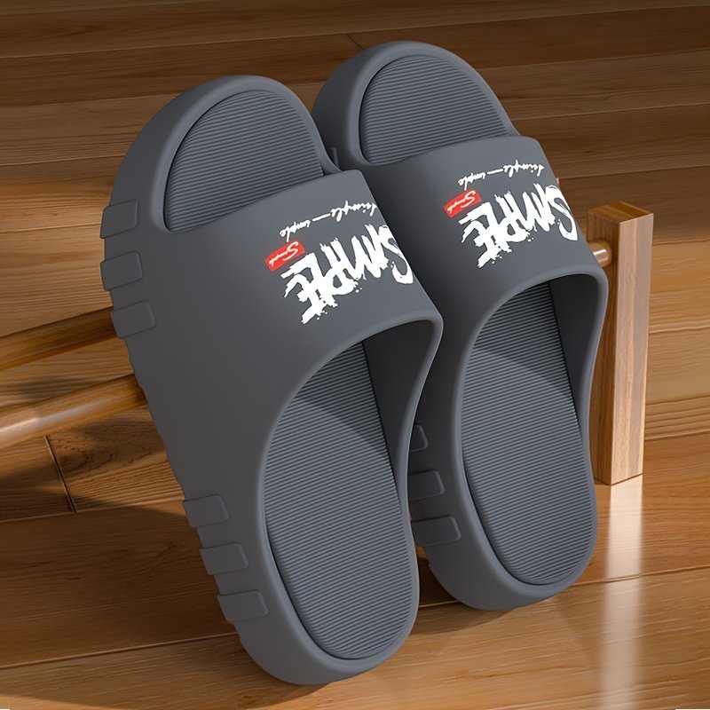 Letter Print EVA Pillow Slides, Lightweight Soft Sole Comfort Home Shower Slides, Non-slip Beach Slides - Image 6