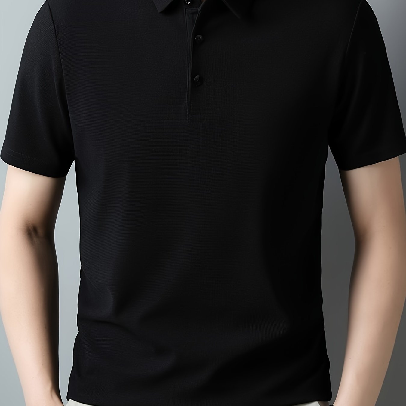 Men??s Solid Short Sleeve And Lapel Collar Henley Shirt, Casual And Comfy Sports Tops For Summer Golf Wear And Outdoors Activities - Image 7