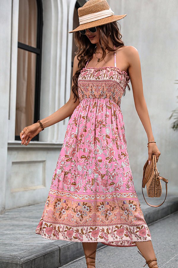 Bohemia Print Smocked Halter Neck Maxi Dress - Image 3