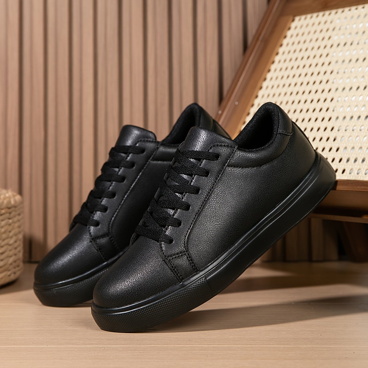 Men??s Sneakers, Solid Trendy Comfy Walking Skate Shoes, For Outdoor Walking, All Seasons - Image 2