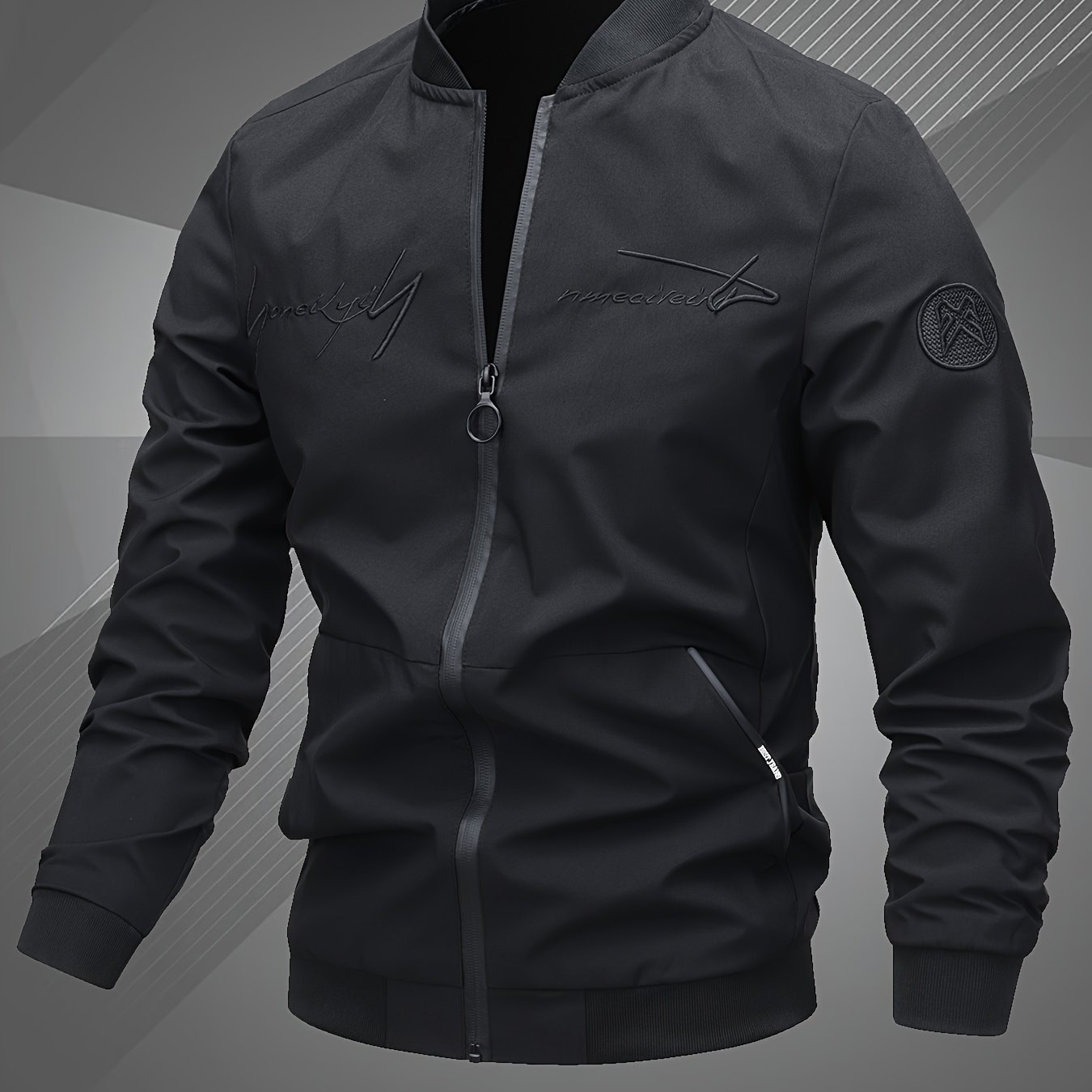 Men??s Letter Embroidered Casual Bomber Jacket Gifts Best Sellers - Image 2