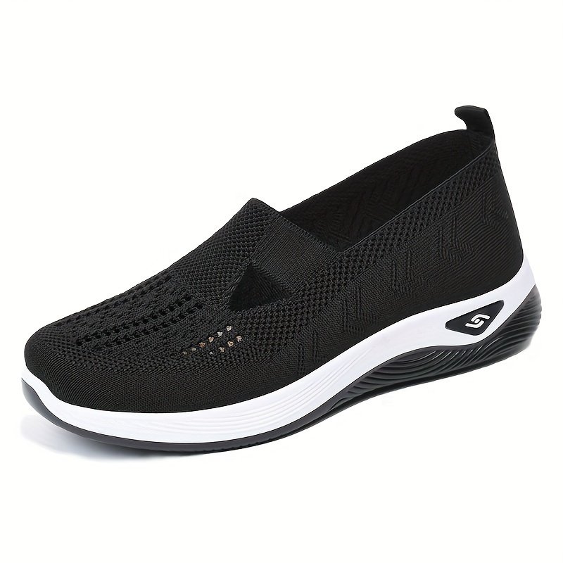 Women??s Solid Color Knitted Sneakers, Soft Sole Platform Casual Walking Shoes, Low-top Breathable Daily Shoes - Image 5