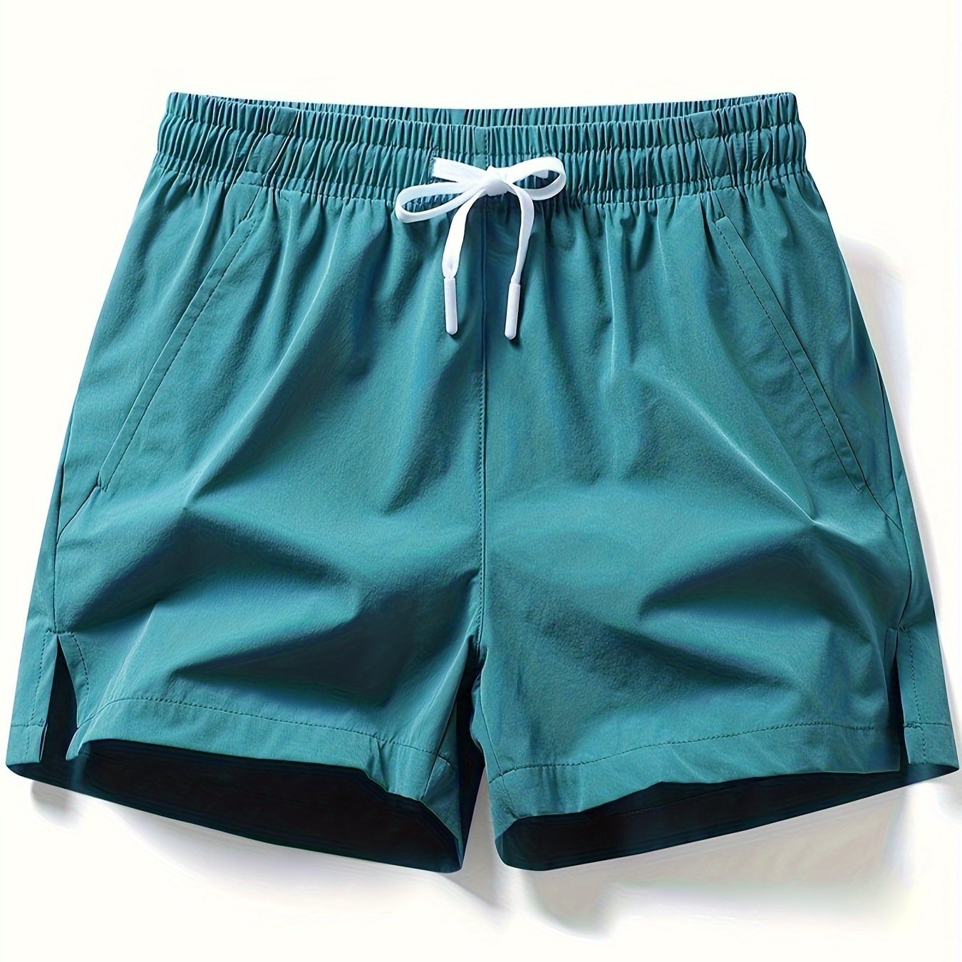 Men??s Solid Drawstring Casual Shorts With Pockets, Summer Sports, Summer Daily, Gym, Running - Image 4