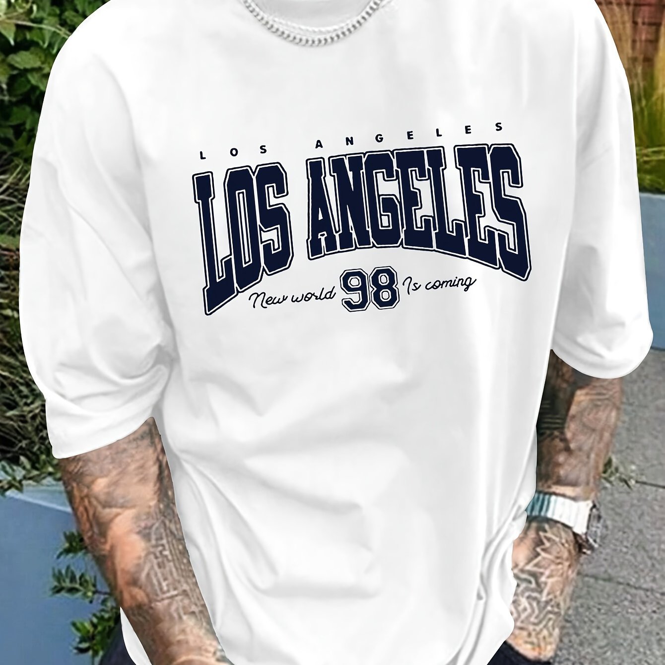 LOS ANGELES 98 Print T-shirt For Men, Casual Short Sleeve T-shirt For Summer - Image 5