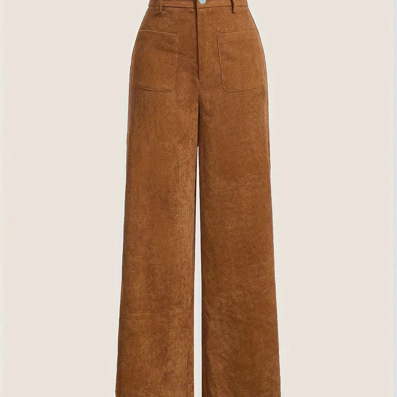 Corduroy High Waist Pants, Vintage Straight Leg Pants For Spring & Fall, Women??s Clothing - Image 3