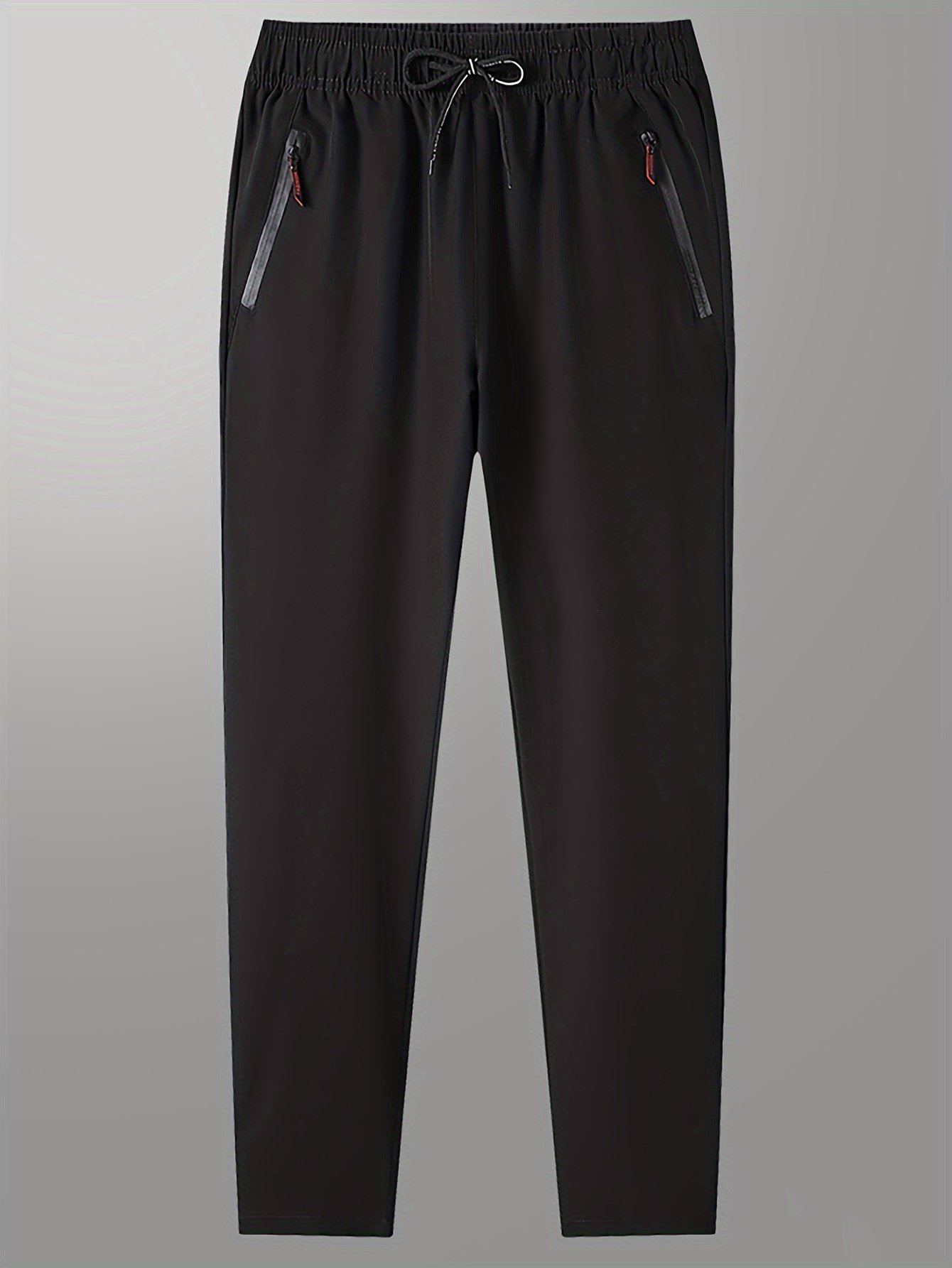 Men??s Solid Pants With Zipper Pockets, Casual Breathable Drawstring Trousers For Outdoor Activities Gift - Image 5
