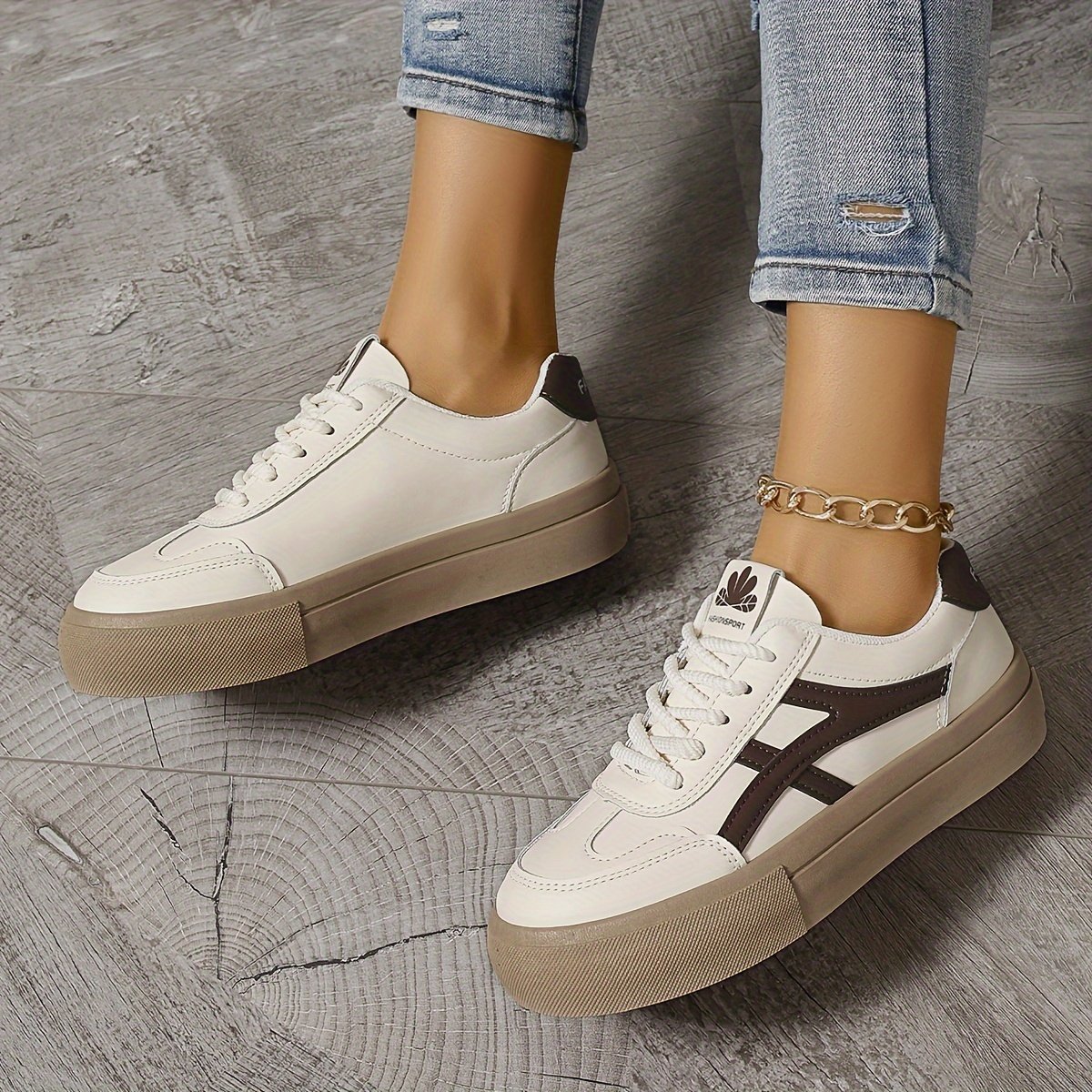 Women??s Colorblock Trendy Sneakers, Lace Up Soft Sole Platform Skate Shoes, Low-top Versatile Shoes - Image 10