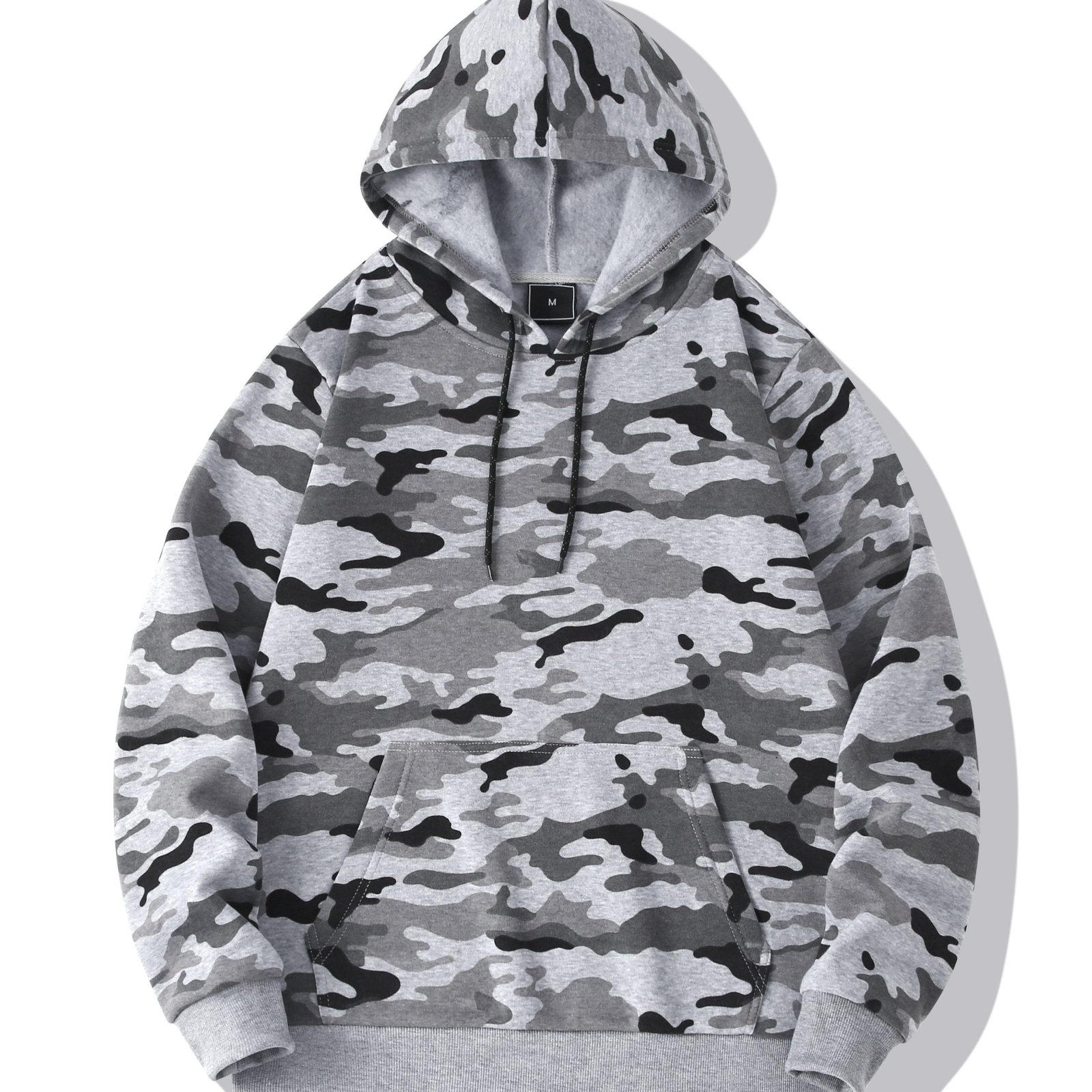 Men??s Camo Loose Pullover Hooded Fleece Sweatshirt For Autumn And Winter - Image 3