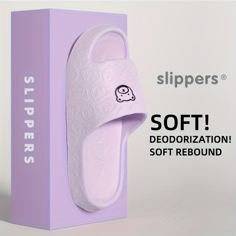 Cute Cartoon Bear Pattern Slides, Casual Soft Sole Pillow Slides, Comfortable Indoor Home Slides - Image 2