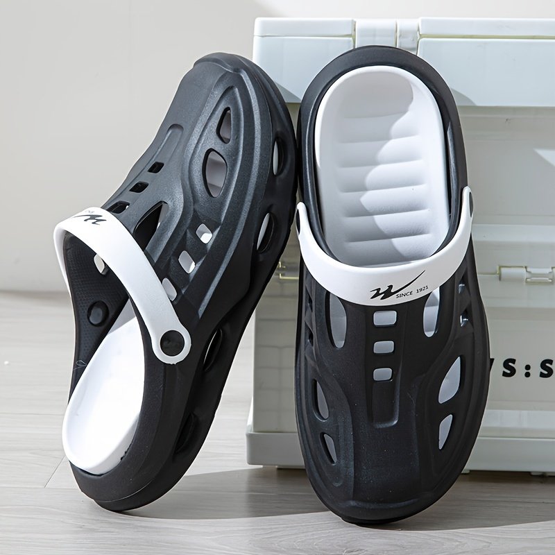 Men??s Trendy Hollow Out Colour Block Slippers, Comfy Non Slip Durable Backless Slides For Men??s Outdoor Activities - Image 2